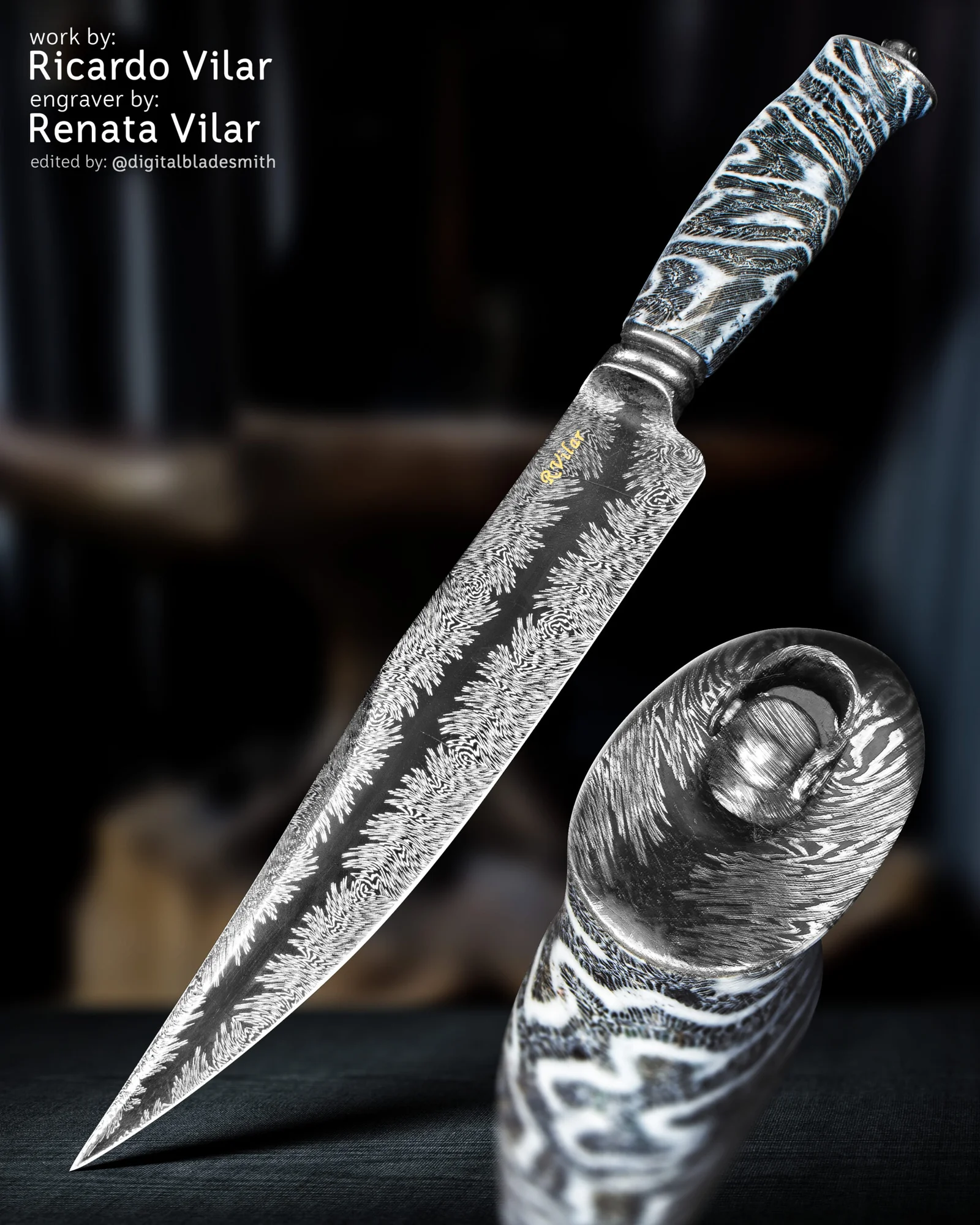 Custom Damascus Blade Damascus Pommel